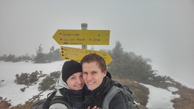 Vrcholový snímek před kritickým úsekem po hřebeni, Alpy 2017