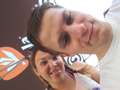 Mirek a Verča na cyklovýletě z Prahy do Kolína v létě 2018