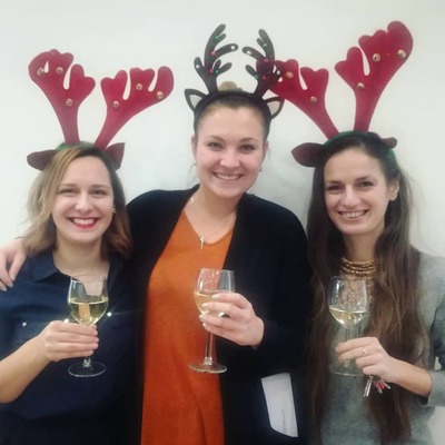 2018 Verča s Domčou a Leou na pracovní oslavě Vánoc